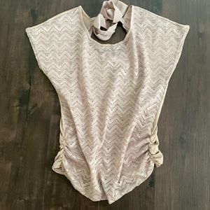 LACE TOP TIE NECK RUCHING